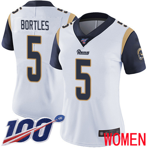 Los Angeles Rams Limited White Women Blake Bortles Road Jersey NFL Football #5 100th Season Vapor Untouchable